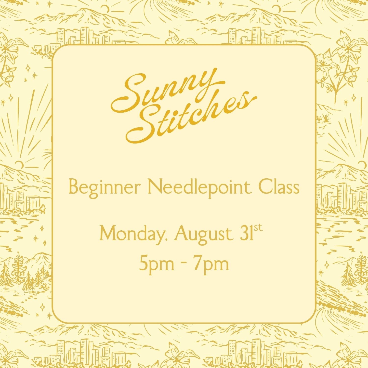 Beginner Needlepoint Class| August 31st